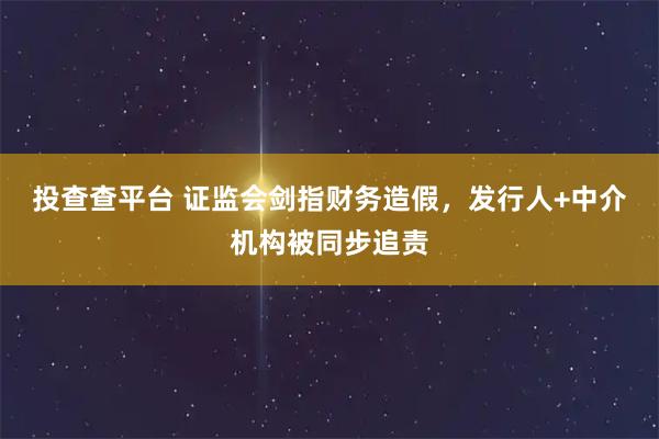 投查查平台 证监会剑指财务造假，发行人+中介机构被同步追责